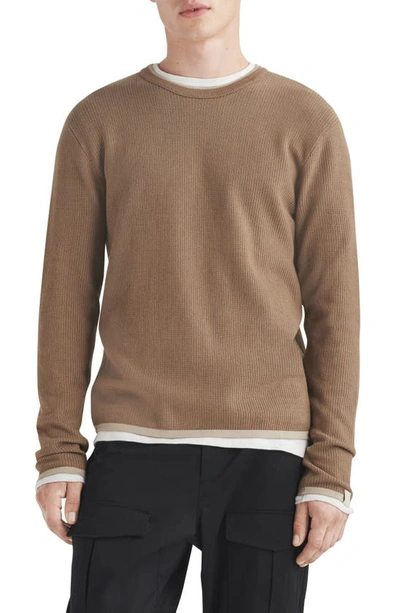 Rag & Bone Harvey Crewneck Cotton & Linen Sweater In Taupe