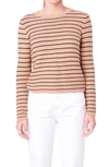 English Factory Stripe Crewneck Sweater In Tan/ Black