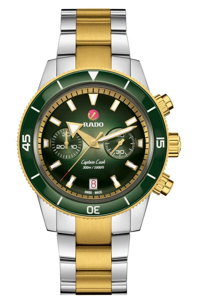 Rado Men's Swiss Automatic Chronograph Captain Cook Two-tone Stainless Steel Bracelet Watch 43mm In No Color