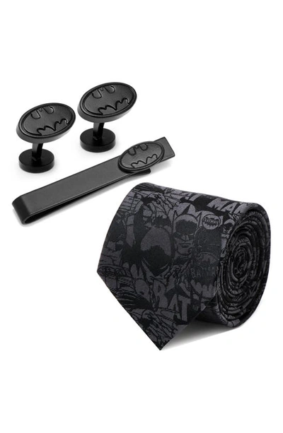 Cufflinks, Inc The Dark Knight Batman Silk Tie, Tie Bar & Cuff Links Gift Set In Black