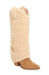 Steve Madden Lassy Ruched Pointed Toe Western Boot In Tan