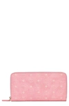 Mcm Large Aren Vi Zip Around Wallet In Bloosom Pink