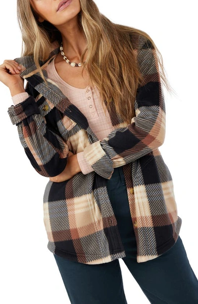 O'neill Collins Plaid Fleece Button-up Shirt In Black