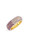 Kendra Scott Mikki Ombre Pave Band Ring In 14k Gold Plated In Gld Pur Mv