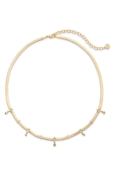 Kendra Scott Gracie Crystal Station Snake Chain Necklace In Gold