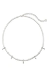 Kendra Scott Gracie Crystal Station Snake Chain Necklace In Silver White