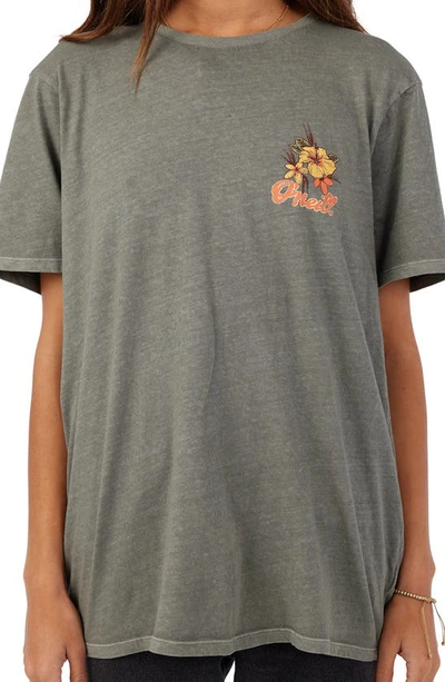 O'neill Current Oversize Cotton Graphic T-shirt In Smoked Pearl