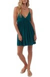 O'neill Saltwater Solids Avery Crinkle Cotton Cover-up Dress In Deep Teal