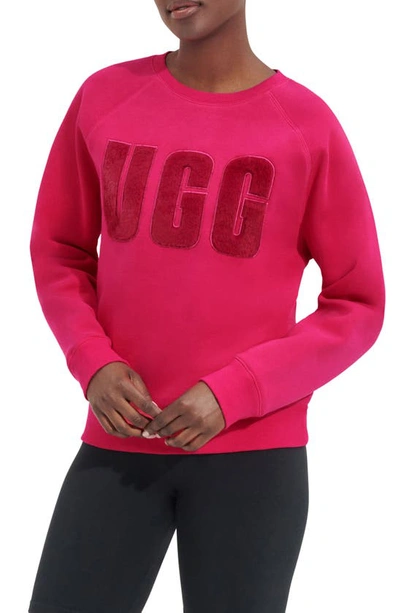Ugg Collection Madeline Fuzzy Logo Sweatshirt In Cerise / Garnet