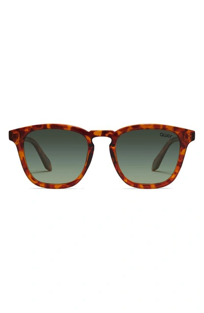 Quay Jackpot 50mm Polarized Small Round Sunglasses In Honey Tortoise / Sage Polar