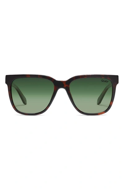 Quay Wired 45mm Polarized Square Sunglasses In Dark Tortoise / Green Polar