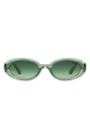 Quay Felt Cute 35mm Gradient Small Oval Sunglasses In Crystal Emerald,emerald