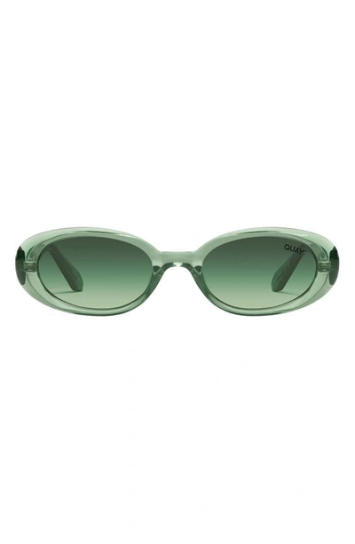 Quay Felt Cute 35mm Gradient Small Oval Sunglasses In Crystal Emerald,emerald