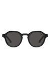 Quay Another Round 46mm Polarized Round Sunglasses In Matte Black / Black Polarized