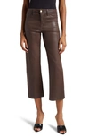 L Agence Wanda High Waist Crop Wide Leg Pants In Espresso Coated