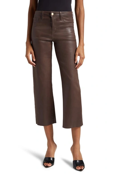 L Agence Wanda High Waist Crop Wide Leg Trousers In Espresso Coated