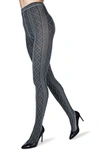 Memoi Juneau Diamonds Sweater Tights In Dark Gray Heather