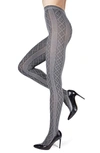 Memoi Juneau Diamonds Sweater Tights In Med Gray Heather