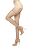 Memoi Ultrabare Lace Top Thigh High Stockings In Nude