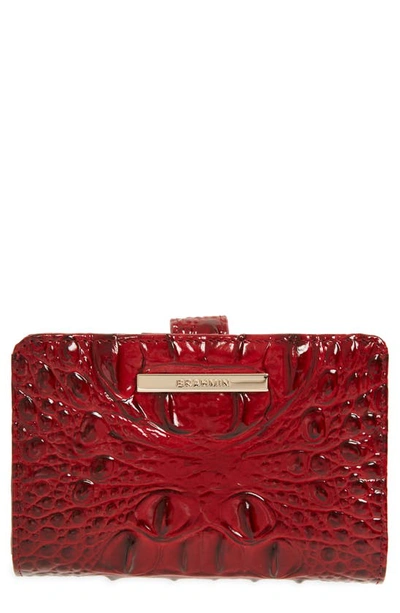 Brahmin Hannah Croc Embossed Leather Wallet In Vintage Red
