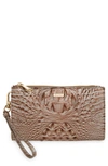 Brahmin Daisy Croc Embossed Leather Wristlet In Silver Lining