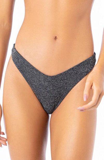 Maaji Splendour Metallic High Leg Bikini Bottoms In Black
