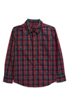 Nordstrom Kids' Stripe Poplin Button-up Shirt In Red Jester Dillon Plaid