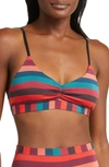 Meundies Feelfree Stripe Bra In Bright Stripes