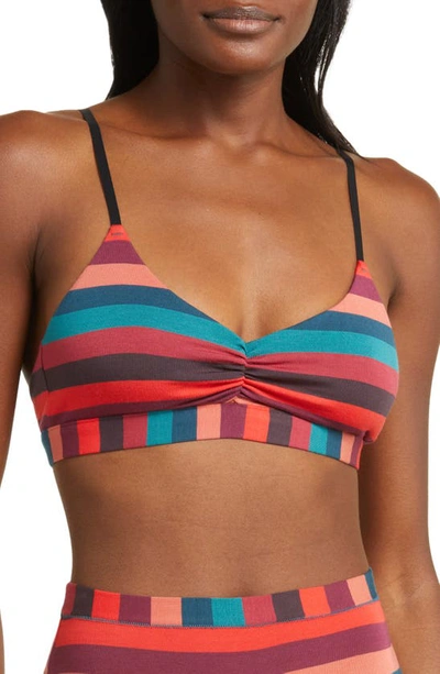 Meundies Feelfree Stripe Bra In Bright Stripes