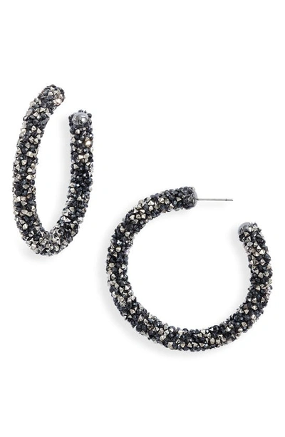 Nordstrom 50mm Encrusted Sparkle Hoop In Black