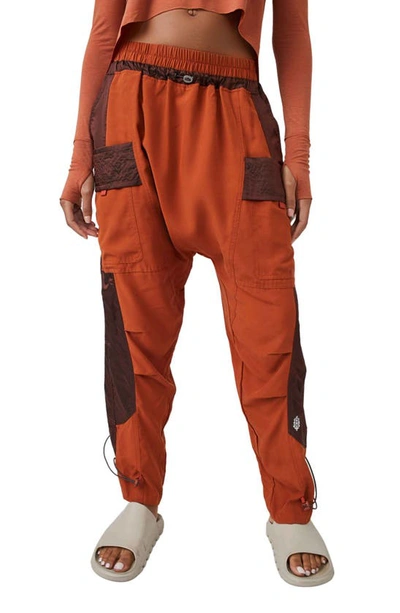 Fp Movement Tricked Out Colorblock Cargo Pants In Red Earth
