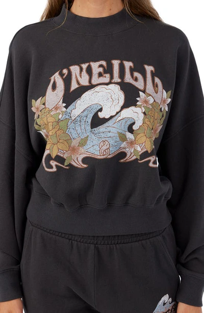 O'neill Moment Crop Sweatshirt In Washed Black