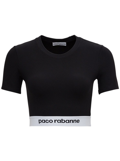 Paco Rabanne Logo Print Cropped Top - 黑色 In Black