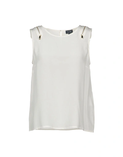Armani Jeans Silk Top In Ivory