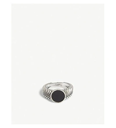 Emanuele Bicocchi Gem-embellished Feather Silver Ring In Black