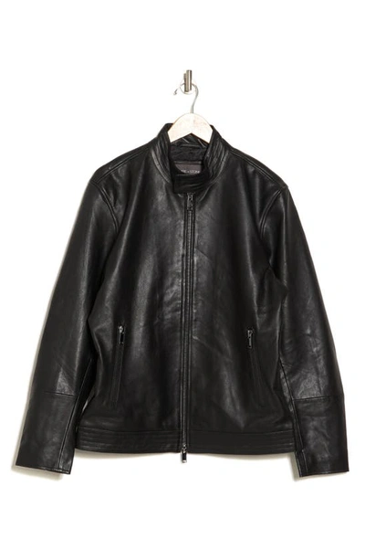 Slate & Stone Leather Racer Jacket In Black