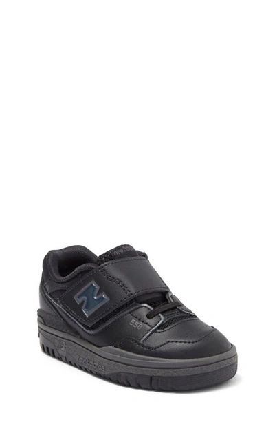 New Balance Kids' 550 Bungee Lace Top Strap Sneaker In Black/ Black