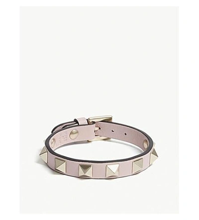 Valentino Garavani Rockstud Small Leather Bracelet In Water Rose