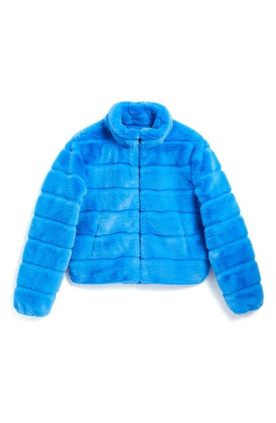 Tractr Kids' Faux Fur Jacket In Radiant Blue