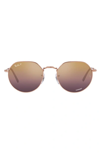 Ray Ban Jack 51mm Gradient Polarized Irregular Sunglasses In Rose Gold