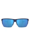 Costa Del Mar 63mm Polarized Oversize Square Sunglasses In Dark Blue