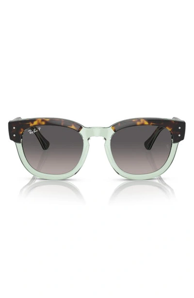 Ray Ban Mega Hawkeye 53mm Gradient Polarized Square Sunglasses In Havana On Transparent Green