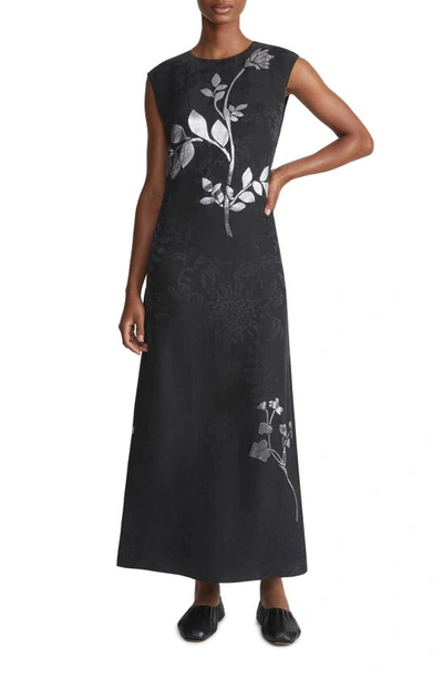 Lafayette 148 Metallic Floral Jacquard Dress In Black Mult