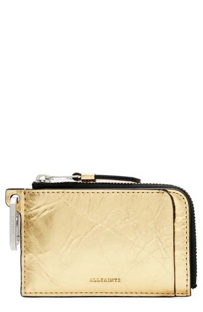 Allsaints Remy Metallic Leather Wallet In Gold