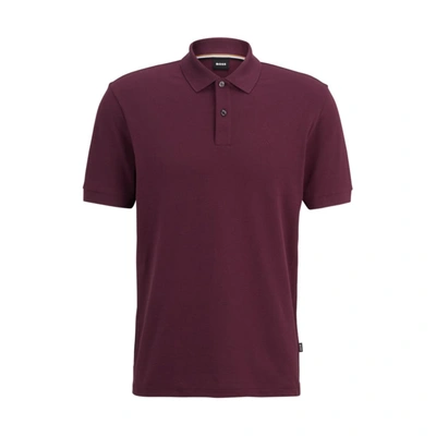 Hugo Boss Polo Shirt With Embroidered Logo In Purple