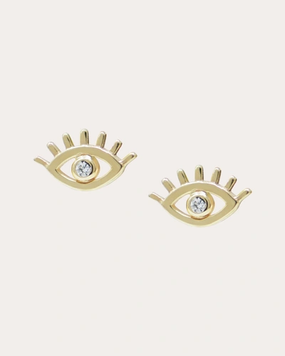 Anzie Women's Evil Eye Lash Stud Earrings In Diamond