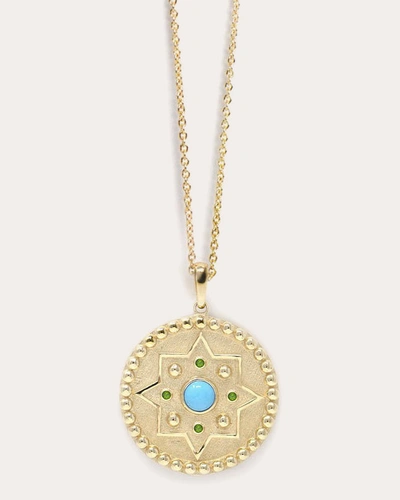 Anzie Women's Dew Drop Mayan Medallion Pendant Necklace In Blue