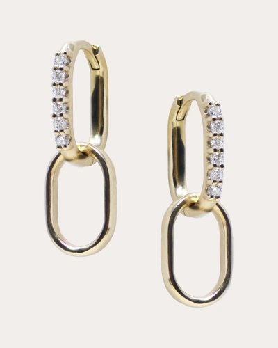 Anzie Women's Pavé Paper Clip Double Hoop Earrings In Gold