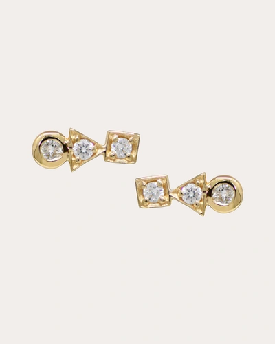 Anzie Women's Diamond Bar Stud Earrings In Gold