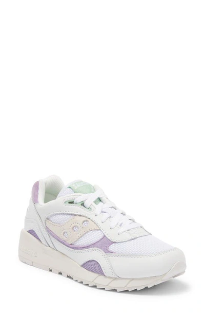 Saucony Shadow 6000 Sneaker In White/ Purple